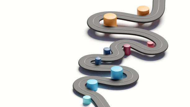 istock Winding road timeline concept. Strategy solution concept. Business roadmap 3d rendering. 1480473800