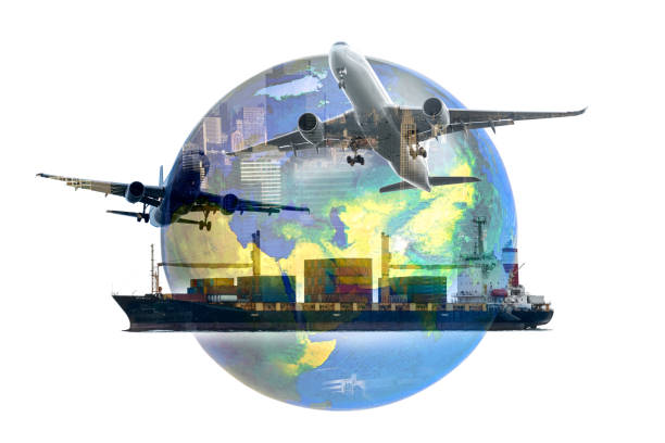 istock Transportation of cargo planes and container ships Global import and export industrial logistics business and transportation concept white background 1480475062