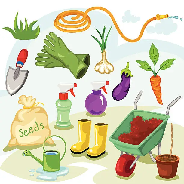 Vector illustration of Garden Accessories