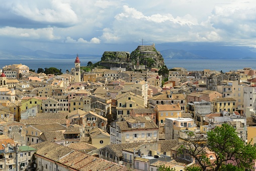 Elevated view over the town in Spring.