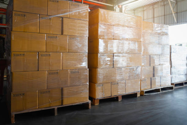 istock Package Boxes Wrapped Plastic Stacked on Pallets. Storage Warehouse, Storehouse Distribution. Supply Chain. Shipping Cargo Supplies Warehouse Logistics. 1480489048
