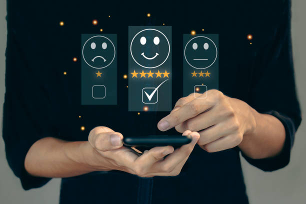 istock Customers rate service provider satisfaction through the application. The service experience in the online application will assess the quality of the service. 1480491712