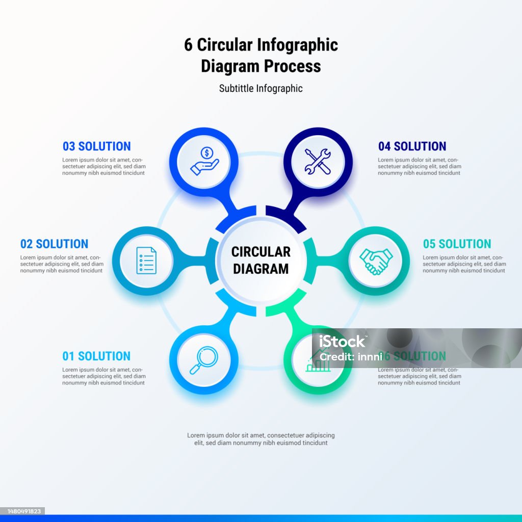 Circule Process Map 6 Circular Infographic Diagram Process Stock Illustration - Download ...
