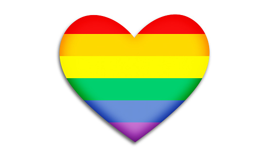 Celebrate Pride Month and Day with this vibrant stock image that features a heart shape filled with the iconic rainbow-colored Pride flag. The image symbolizes love, acceptance, and inclusivity, showcasing the Pride flag as a powerful symbol of the LGBTQ+ community's rights and visibility. The heart shape signifies the love and support for the LGBTQ+ community, and the rainbow colors represent the diverse identities within the community.