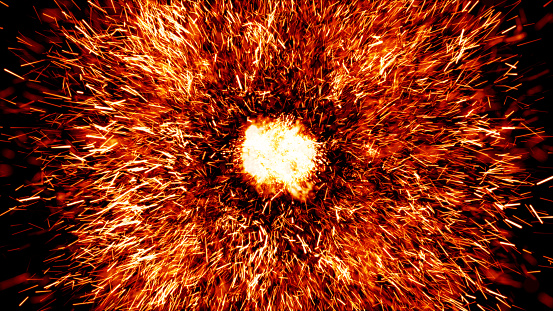 Explosion background light with sparks.