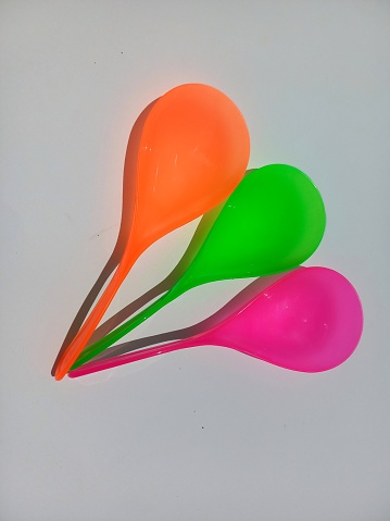 colorful plastic spoons for taking rice