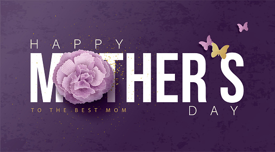 Happy Mother's Day Calligraphy Background with Flower
