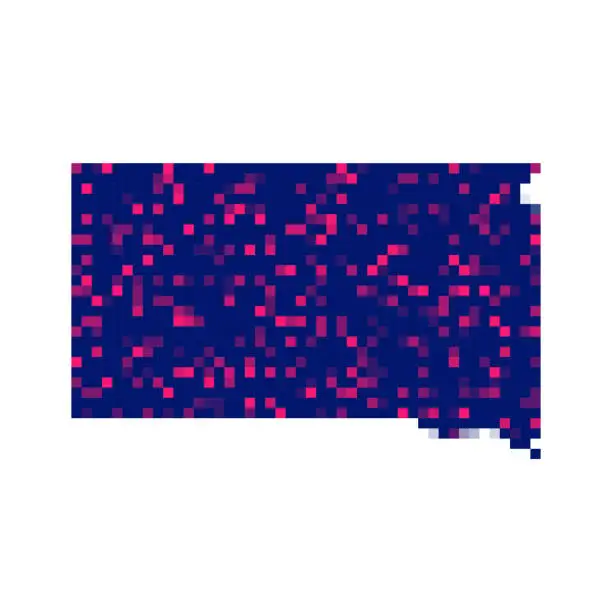 Vector illustration of South Dakota map in pixels on white background