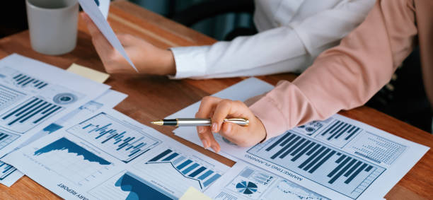 istock Analyst team colleague discuss financial data on digital dashboard. Enthusiastic 1480505646