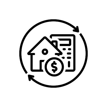 Icon for refinance, reinvestment, economy, mortgage, home, price, finance, borrower, equity, considerations