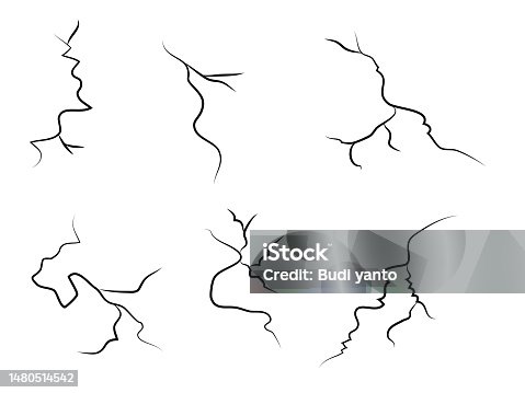 istock hand drawn cracked wall, ground, glass, egg. doodle break set. vector illustration 1480514542