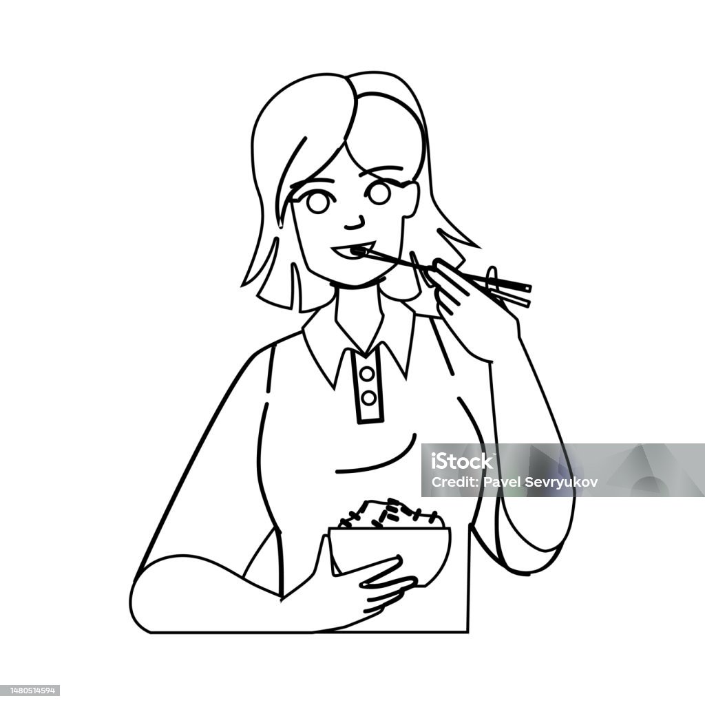 Eating Rice Vector Rice Eating Vector Stock Illustration - Download Image Now ...