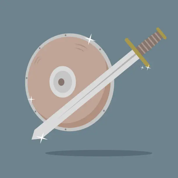 Vector illustration of Sword and shield vector illustration