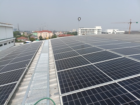 A solar panel array on a roof
