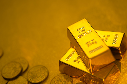 Gold bars, wealth and investment, 3d rendering