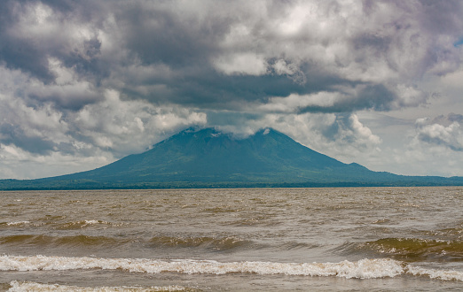 View of the concepción volcano in lake nicaragua. Landscape of Lake Nicaragua, north of Rivas. View of Lake Nicaragua