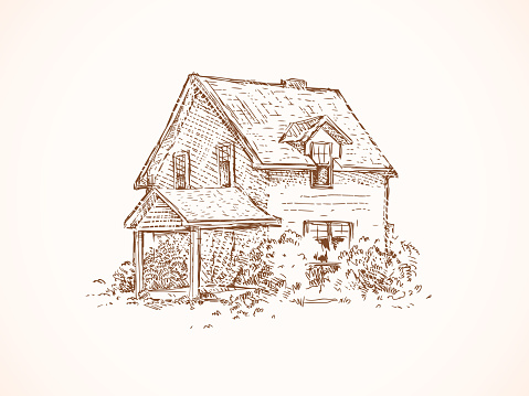 This is a vector illustration done ink digital ink that describe a farming house and its landscape