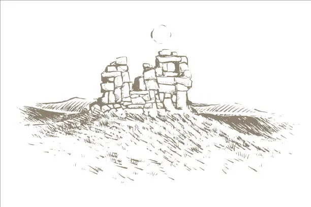 Vector illustration of Ruins Landscape Illustration