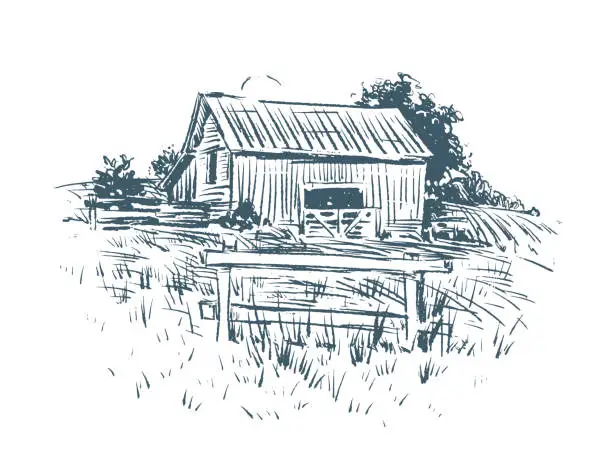 Vector illustration of Farm and Landscape Illustration
