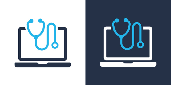 Online doctor icon. Solid icon vector illustration. For website design, logo, app, template, ui, etc.