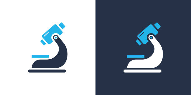 ilustraciones, imágenes clip art, dibujos animados e iconos de stock de icono de microscopio. ilustración vectorial de icono sólido. para diseño de sitios web, logotipo, aplicación, plantilla, interfaz de usuario, etc. - microscopio