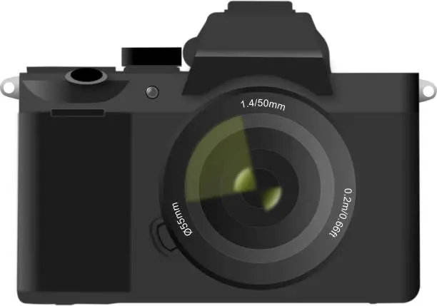 Vector illustration of Body and objective of high end photo camera.