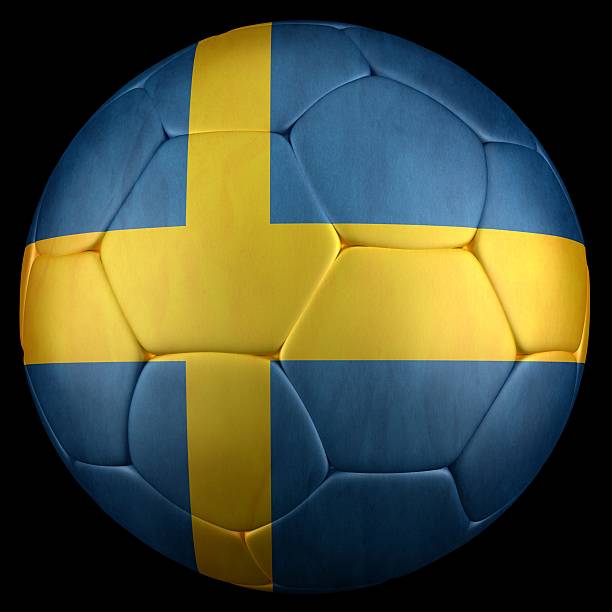 istock 3d render of soccer ball, swedish flag 148053692
