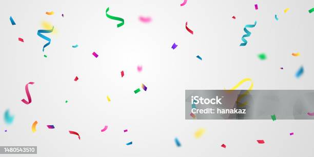 Colorful Ribbons Falling Colorful Confetti And Zigzag Ribbons Falling From Above Streamers ...