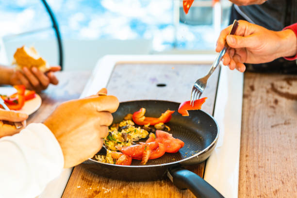 istock Breakfast time on sailboat during sailing 1480549418