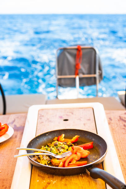 istock Breakfast time on sailboat during sailing 1480549489