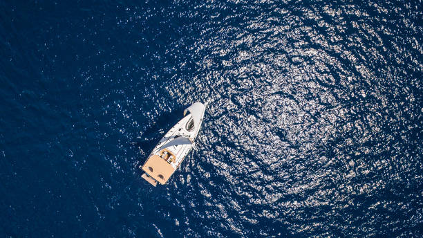 istock Sailing with sailboat, view from drone 1480549793