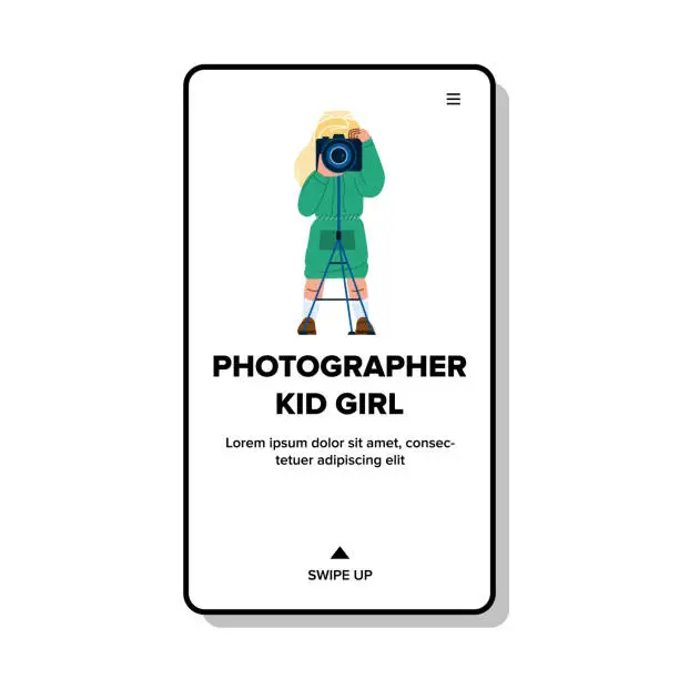 Vector illustration of photographer kid girl vector