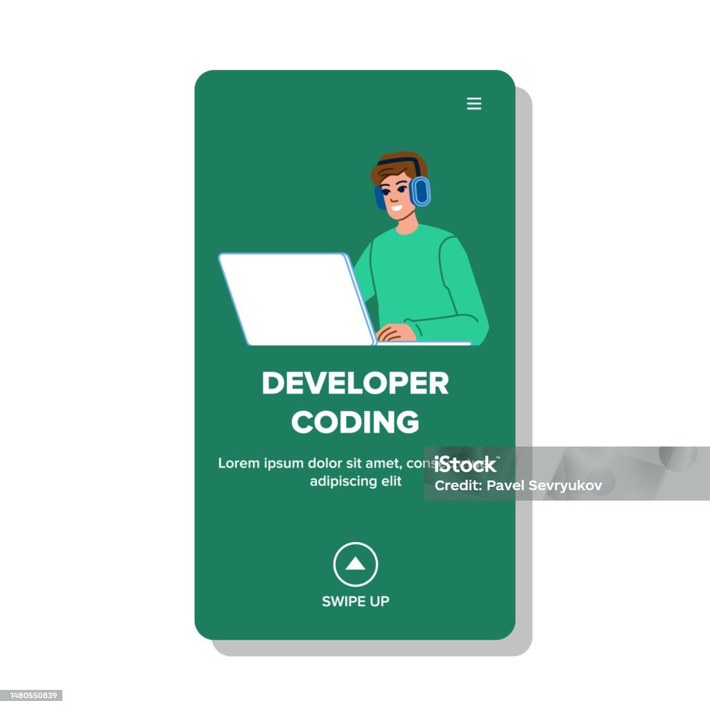 Developer Coding Man Vector Stock Illustration - Download Image Now ...