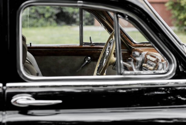istock Interior of classic vintage car. 1480555078