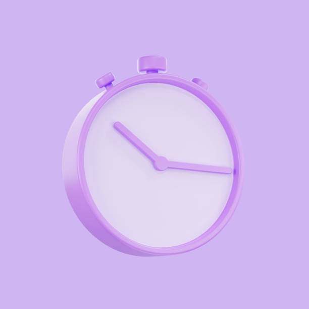 istock 3d render purple pastel color alarm clock, 3D Circle clock icon 1480556984