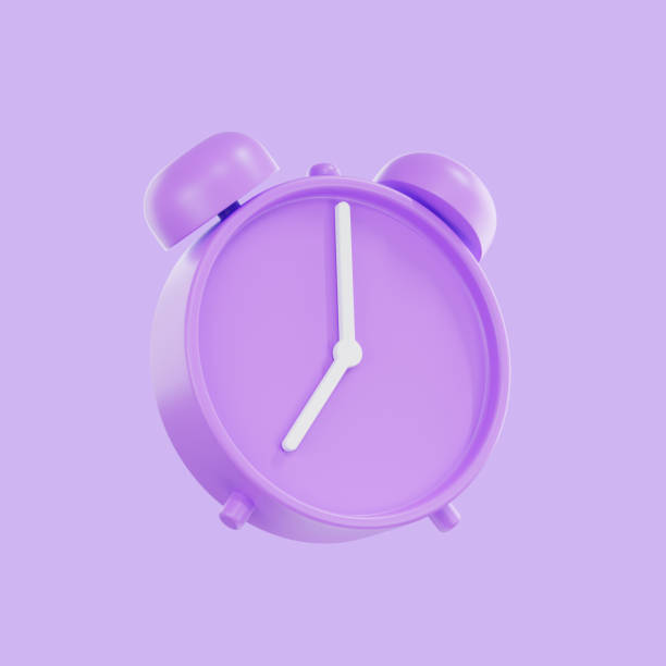 istock 3d render purple pastel color alarm clock, 3D Circle clock icon 1480556985