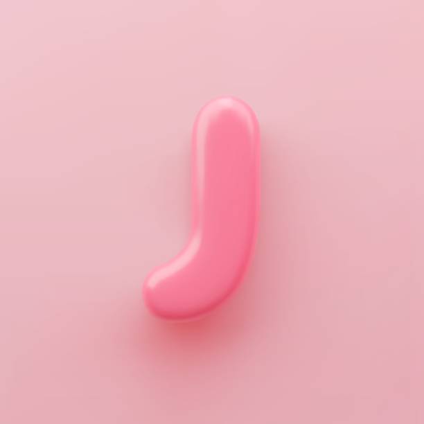 istock 3D Pink uppercase letter J with a glossy surface on a pink background. 1480557245