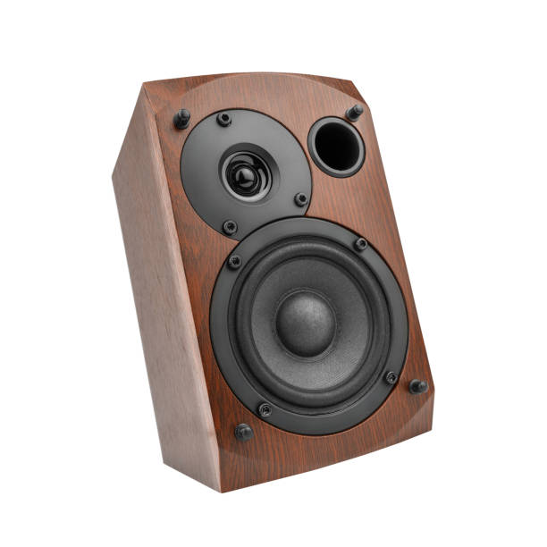 istock Music speakers on white background. Audio technica. Bookshelf speaker system for home entertainment. 1480560160