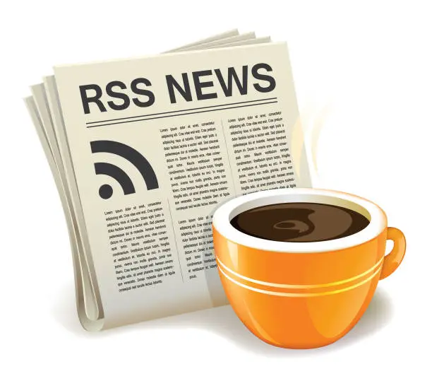 Vector illustration of RSS Newspaper and Coffe Icon