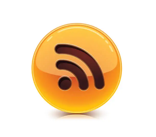 Vector illustration of RSS Bubble Button Icon