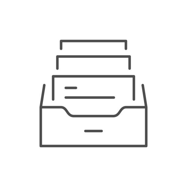 значок контура строки картотеки - desk organizer catalog order data stock illustrations