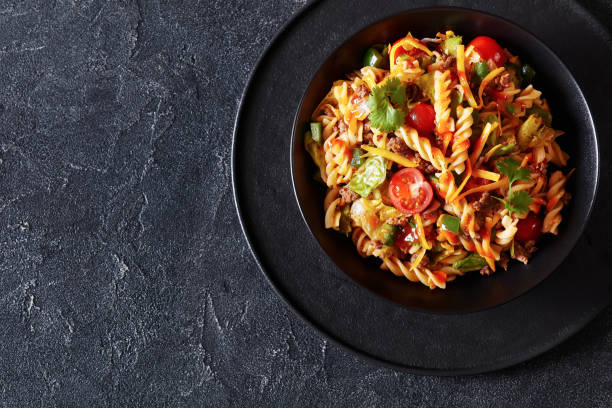 istock pasta salad with ground beef and veggies in bowl 1480572683