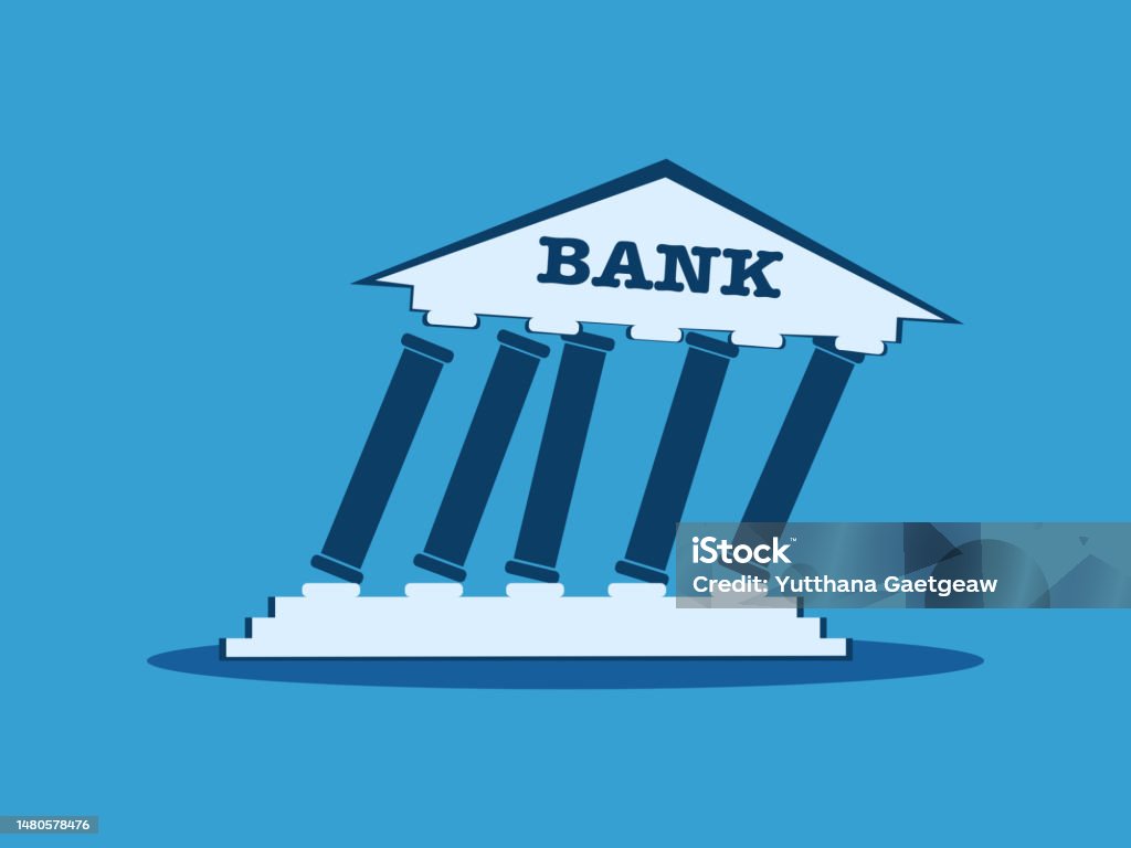 Bank Collapse Icon Financial Crisis Investment Failure Concept Stock Bank Collapse Icon Financial Crisis Investment Failure Concept Stock