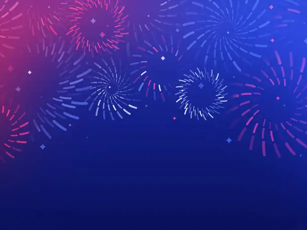 Vector illustration of Fourth of July Fireworks Background