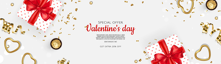 Valentine s Day Sale Poster or banner with hearts. Promotion and shopping template or background for Love and Valentine s day concept.