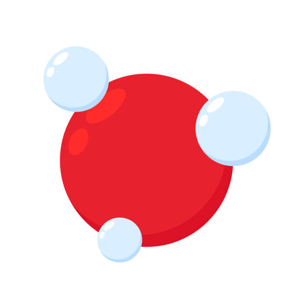Red blood cell and Oxygen vector. free space for text. Water symbol vector. Oxygen O2 molecule models blue and chemical formulas. Red blood cell and Oxygen vector. free space for text. Water symbol vector. Oxygen O2 molecule models blue and chemical formulas. h20 molecule stock illustrations
