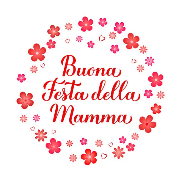 Vector illustration of Buona festa della Mamma calligraphy hand lettering. Happy Mothers Day in Italian. Vector template for typography poster, greeting card, banner, invitation, shirt, etc