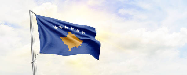istock Kosovo flag waving on sky background. 3D Rendering 1480598006