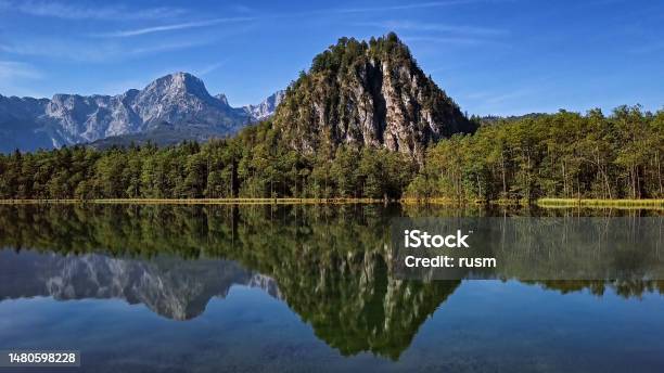 Summer Morning Panorama Of Lake Alm In Salzkammergut Austria Stock Photo - Download Image Now