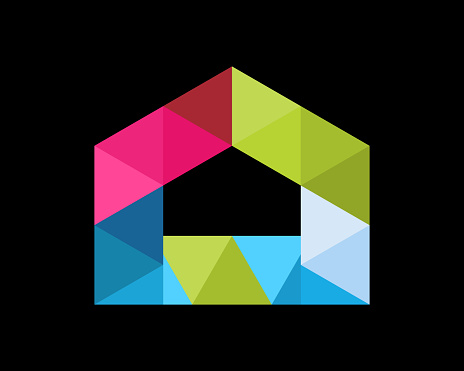 Home House Building Architecture Simple Modern Polygonal Mosaic Colorful Low Poly Vector Design Illustration